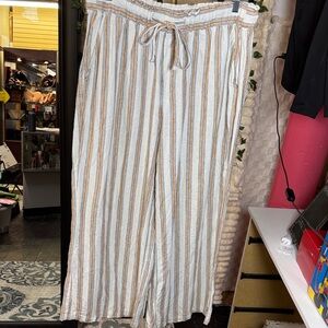 Ava & Viv Tan and White Striped Pants